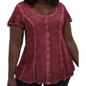 Torrid Women's Dusty Rose Fit Flare Blouse Plus SZ 3X Boho Curvy Casual Weekend